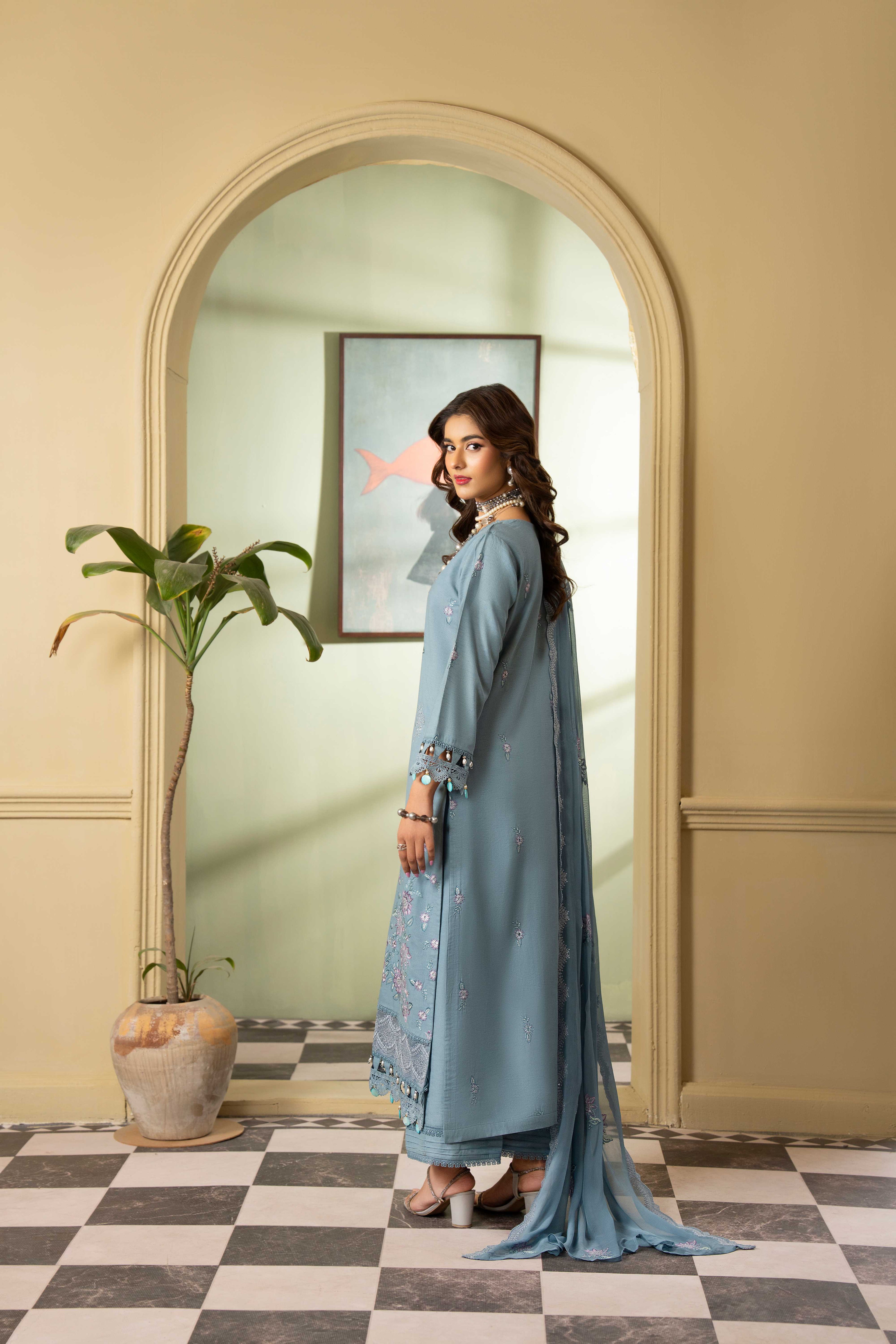 Panache Embroidered Karandi Unstitched 3Pc Suit