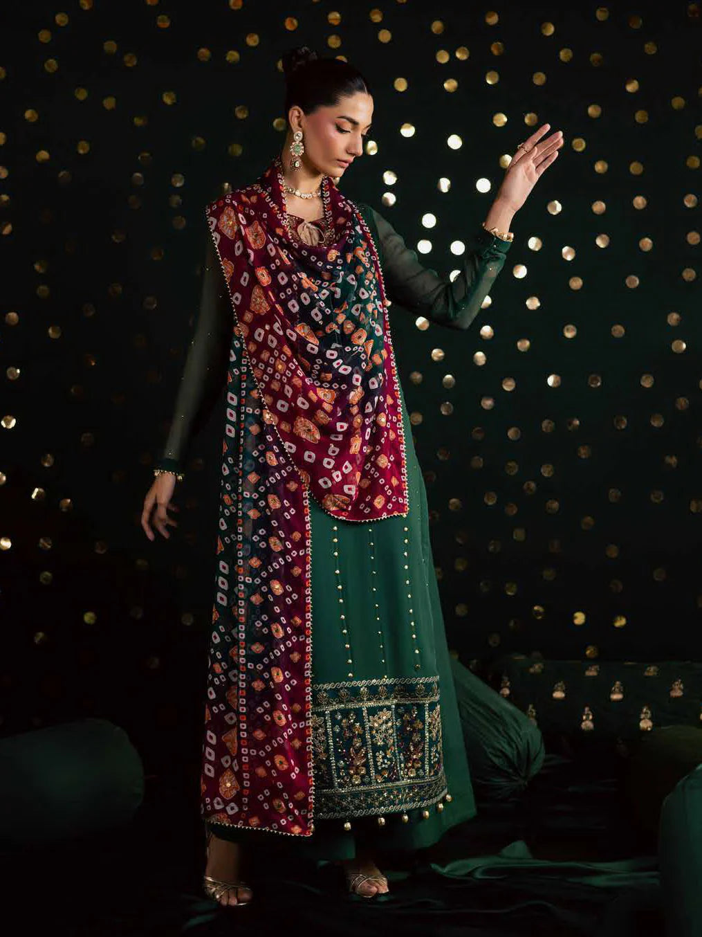 Mukeshkari Embroidered Mukesh Chiffon Unstitched 3Pc Suit