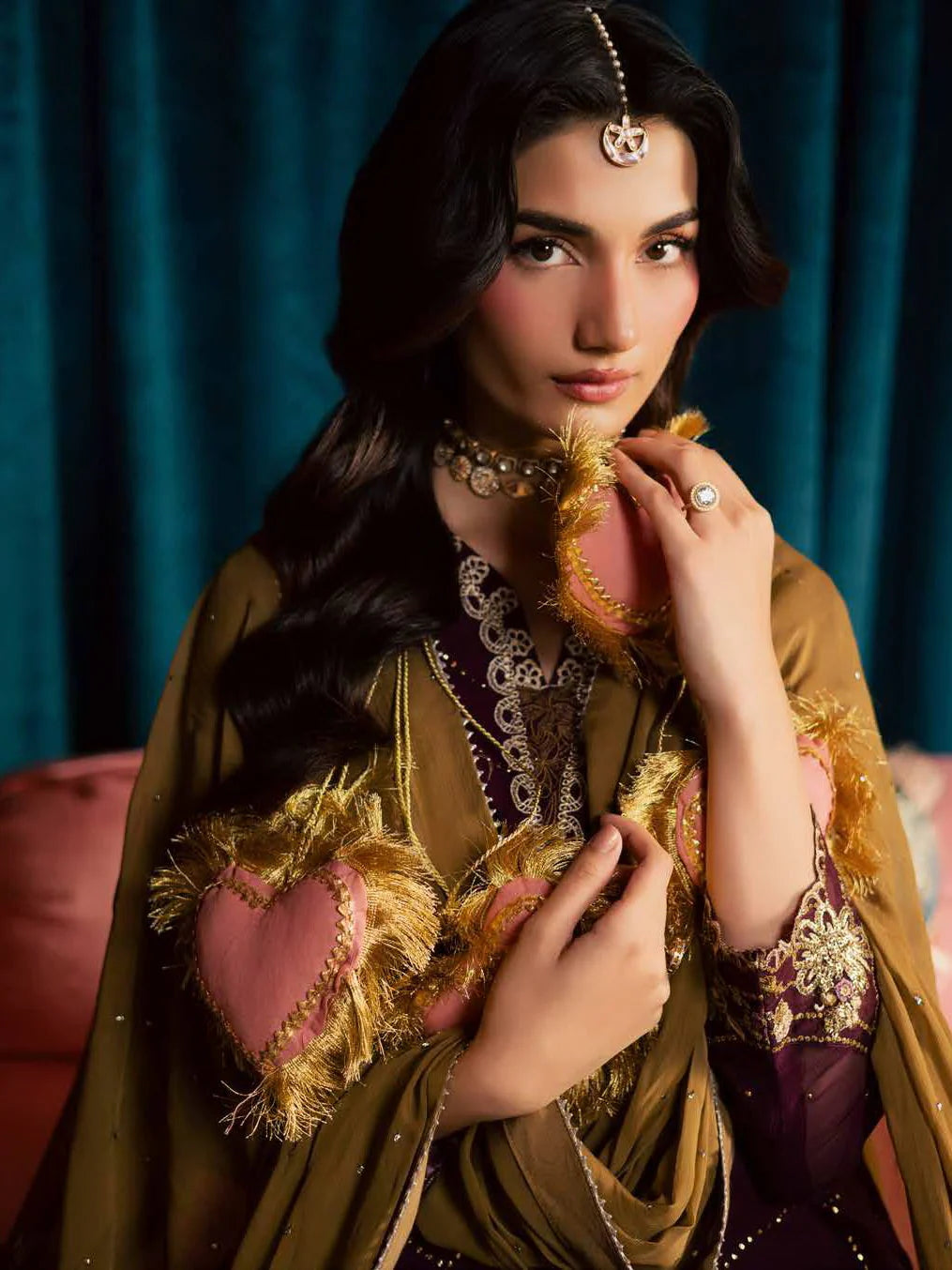 Embroidered Mukesh Chiffon Unstitched 3Pc Suit