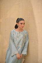 Elegant Powder Blue Embroidered 3-Piece